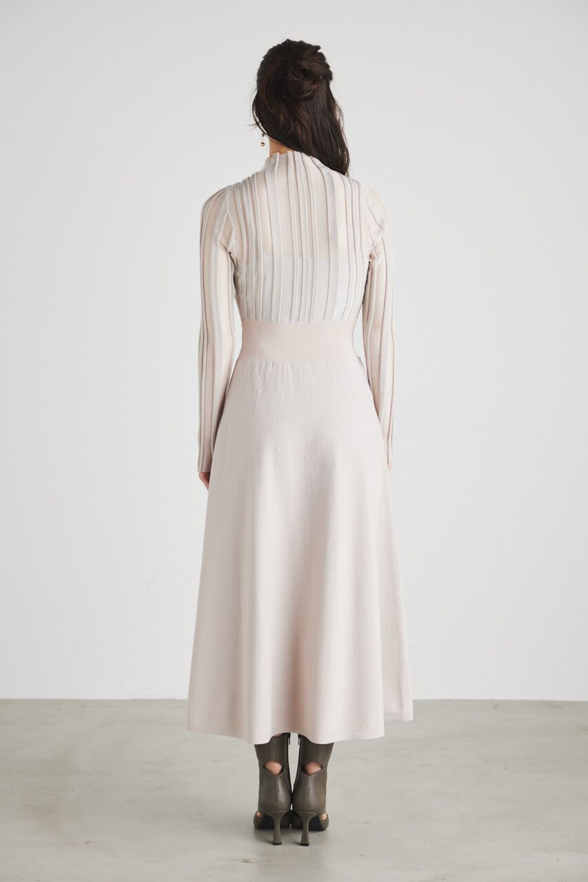 rienda「ランダムシアーRIBフレアKnit OP」|ワンピース|