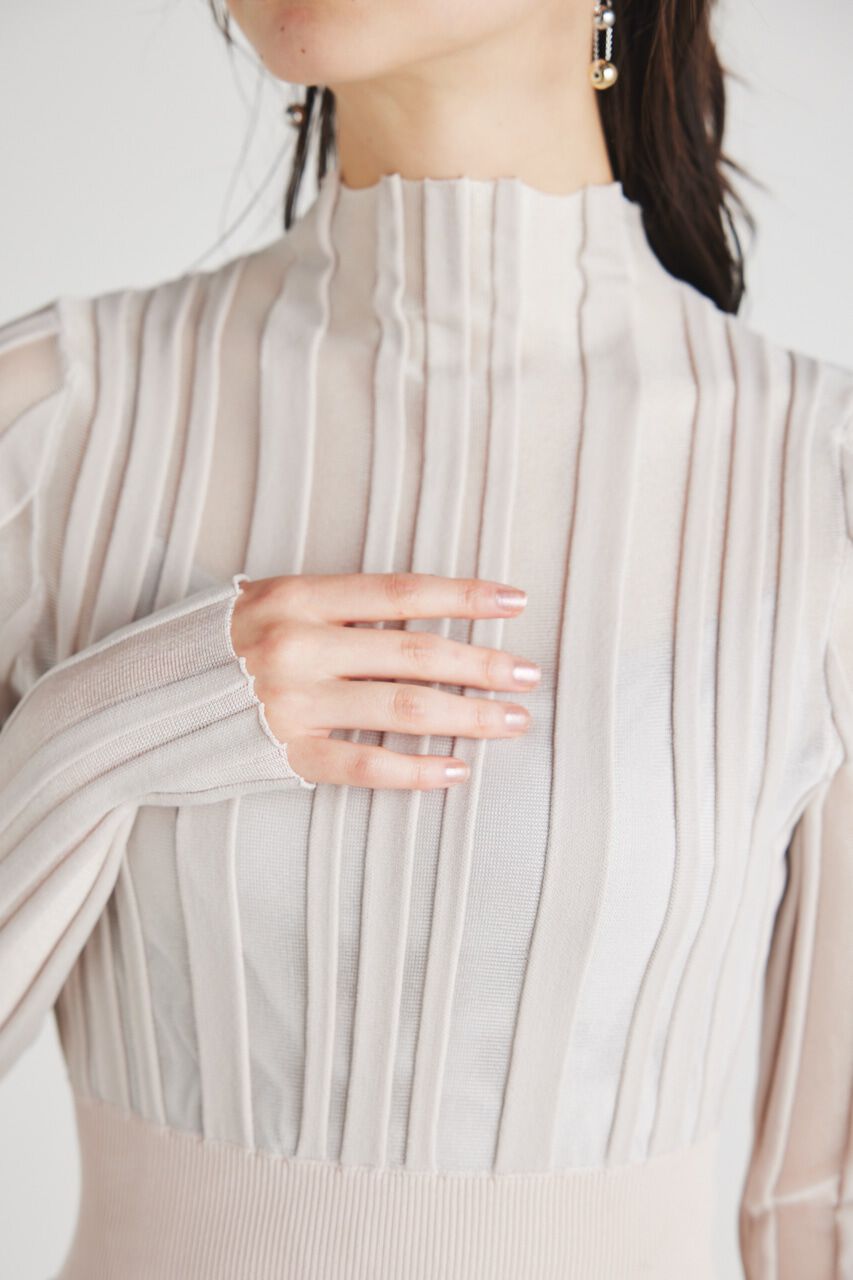 rienda「ランダムシアーRIBフレアKnit OP」|ワンピース|