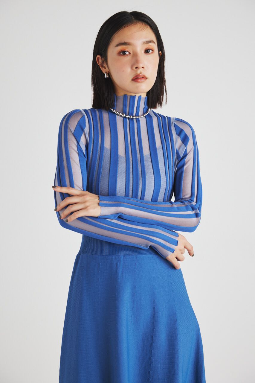 rienda「ランダムシアーRIBフレアKnit OP」|ワンピース|