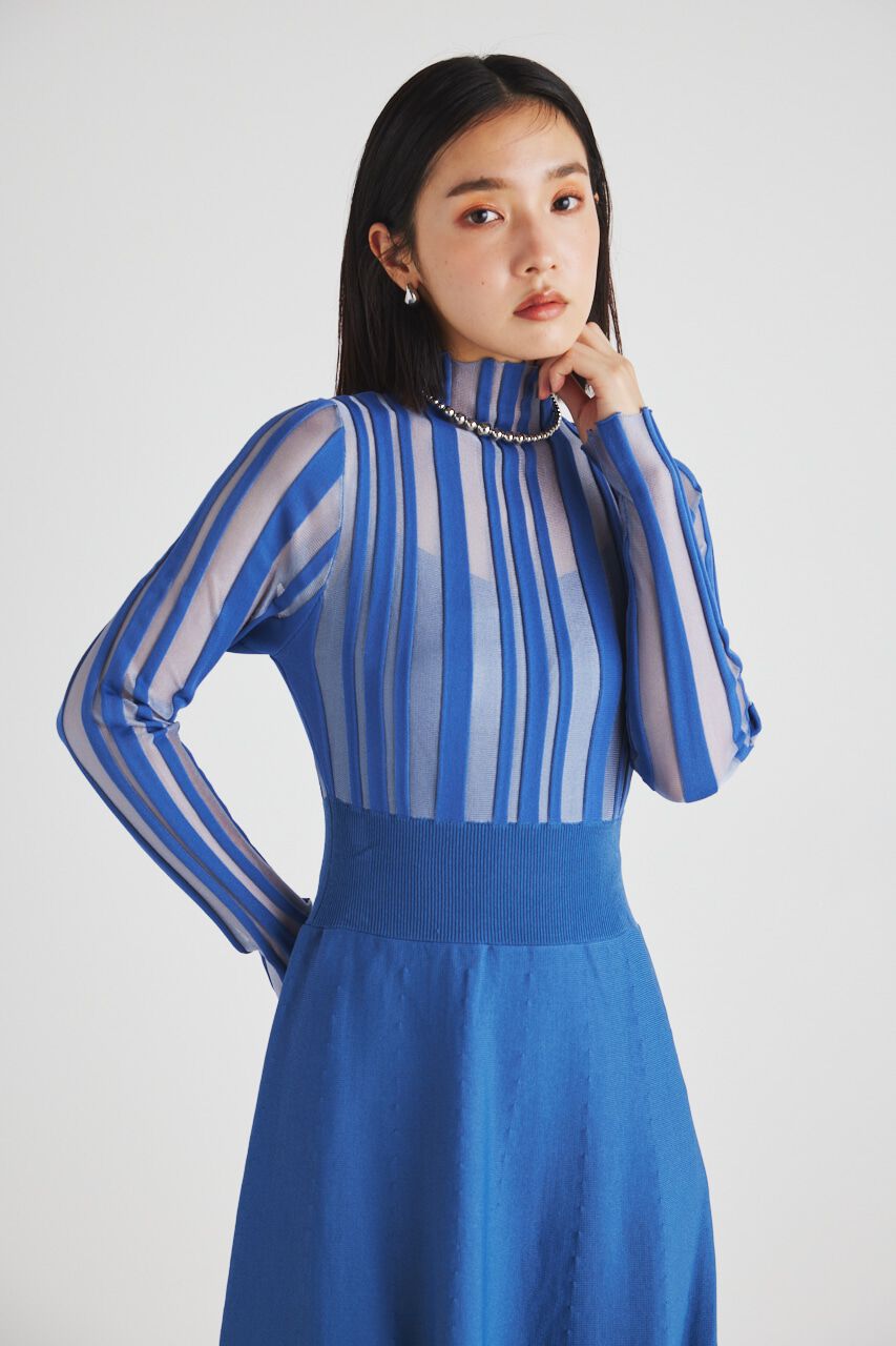 rienda「ランダムシアーRIBフレアKnit OP」|ワンピース|