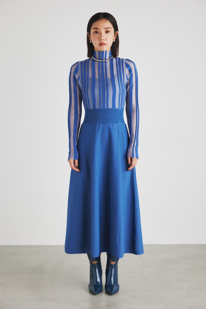 rienda「ランダムシアーRIBフレアKnit OP」|ワンピース|