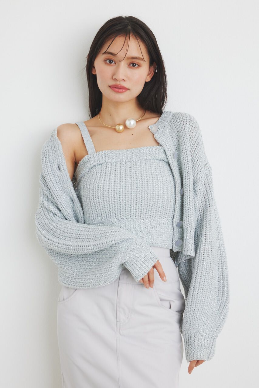 rienda「グリッターKnit TOP」|タンクトップ|WHT