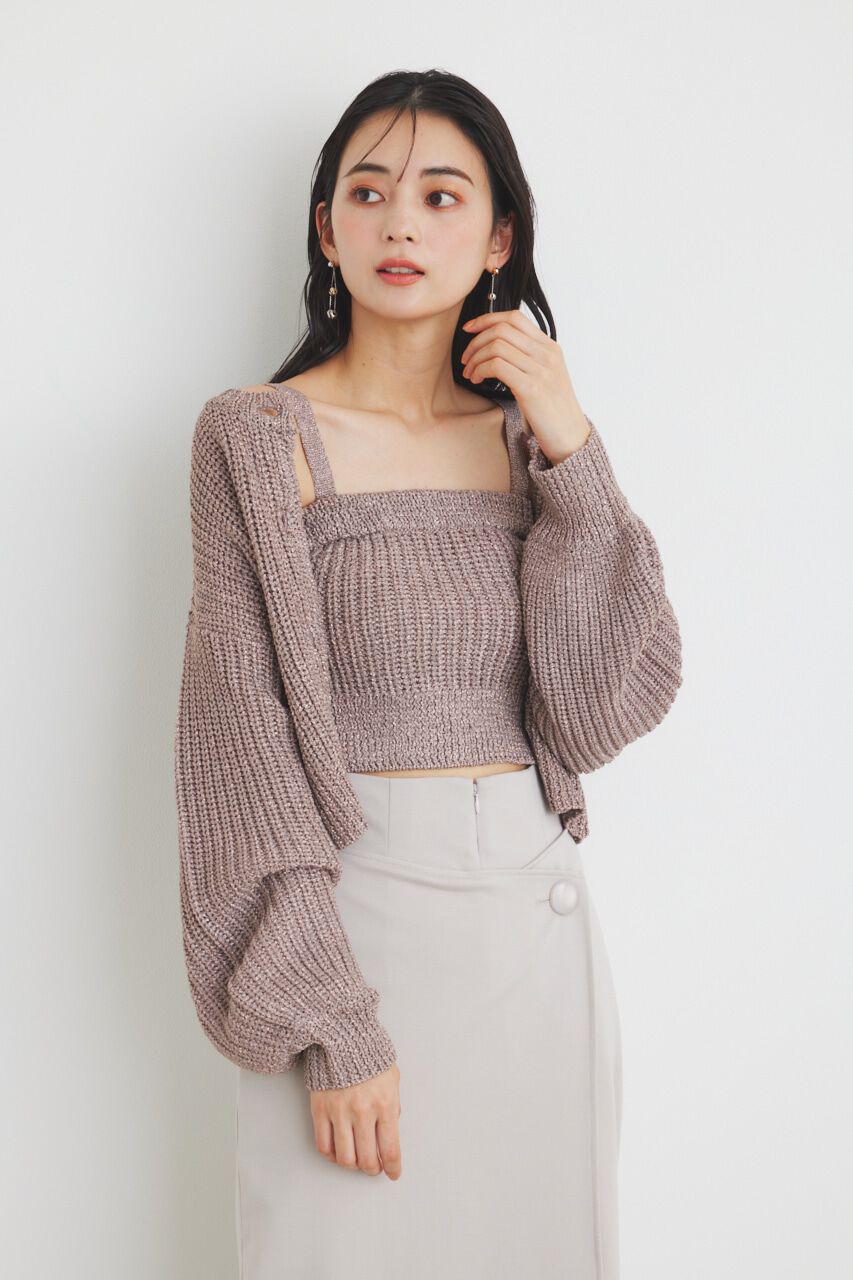 rienda「グリッターKnit TOP」|タンクトップ|