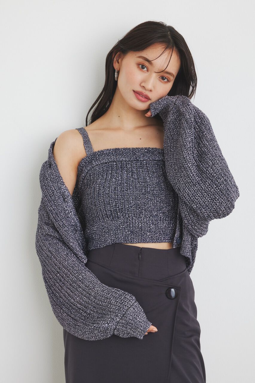 rienda「グリッターKnit TOP」|タンクトップ|D/GRY3