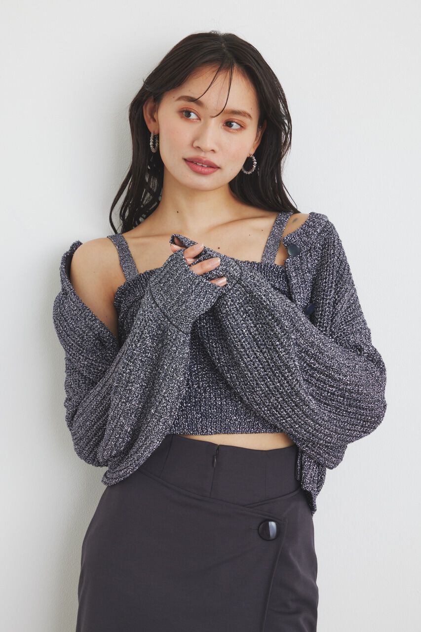 rienda「グリッターKnit TOP」|タンクトップ|