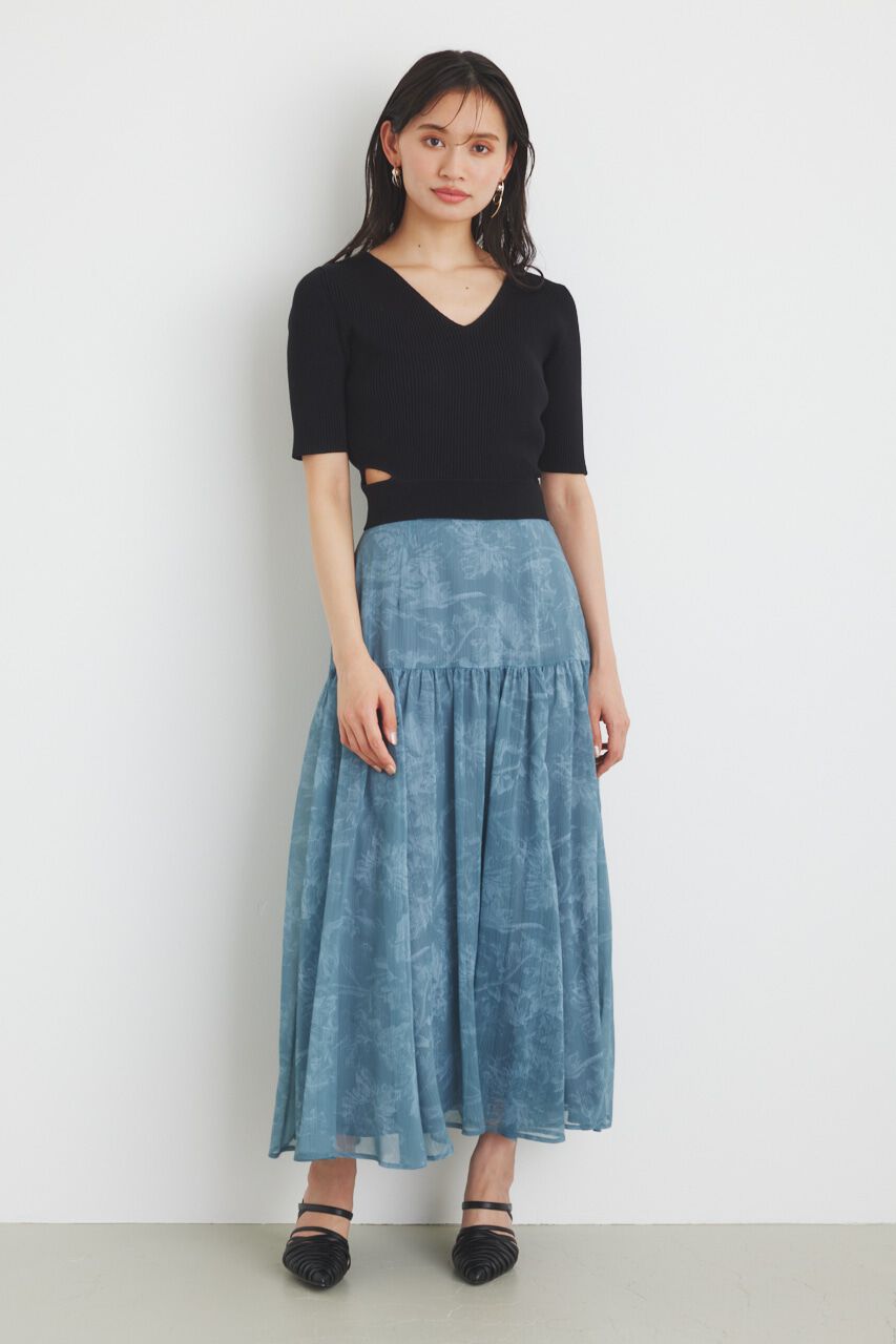 rienda「シアーフラワーJ/WフレアSK」|スカート|BLU