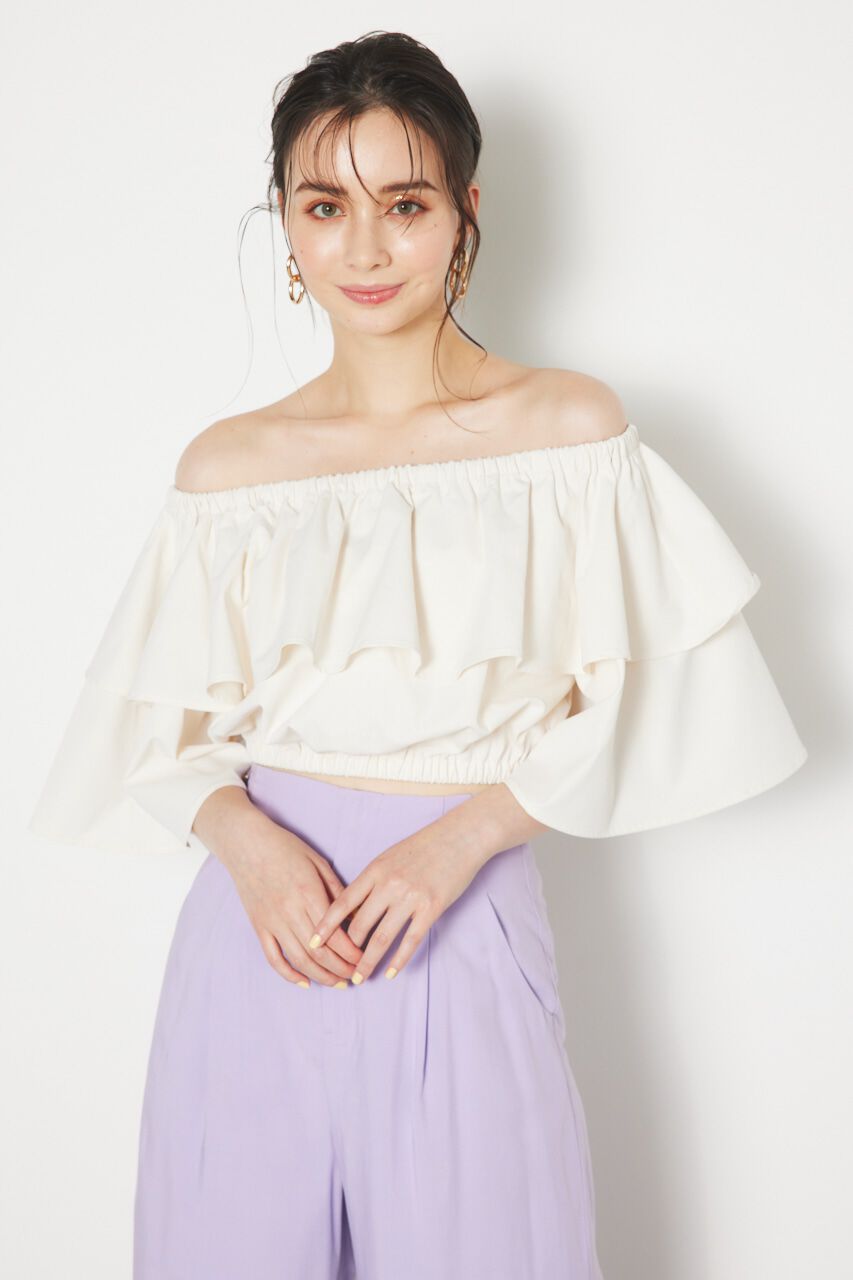 rienda「オフショルダークロップドTOP」|シャツ・ブラウス|