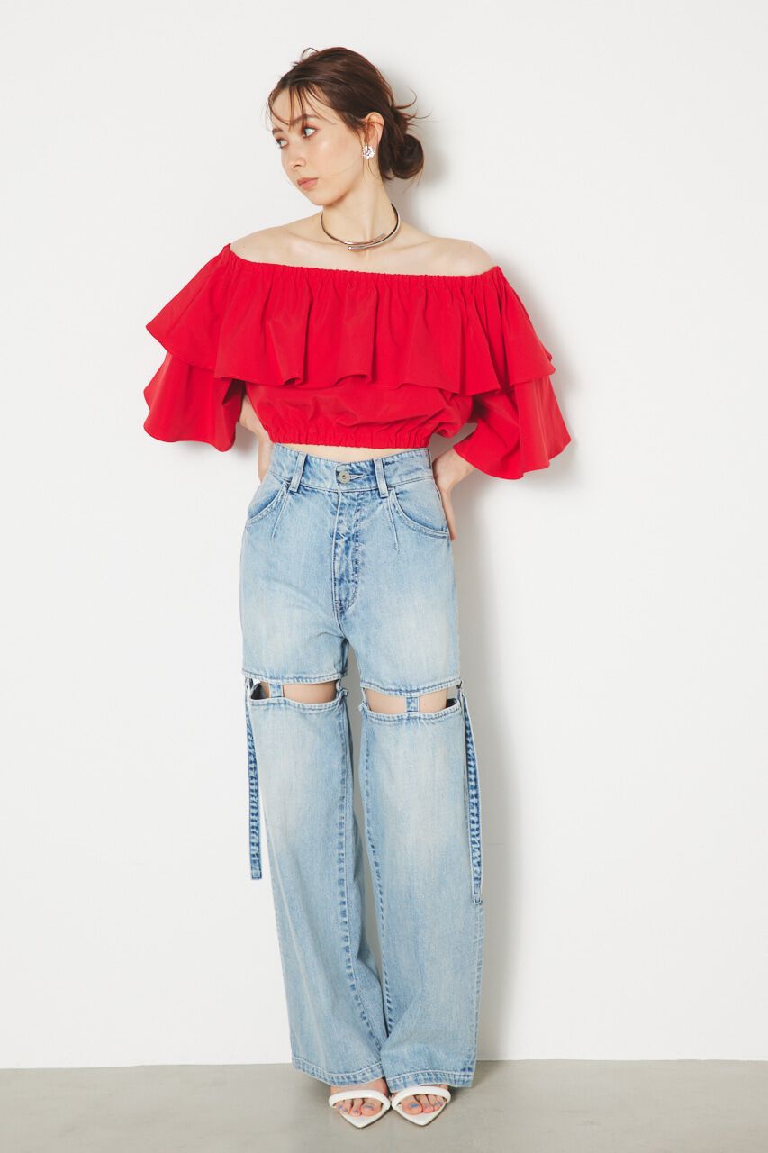 rienda「オフショルダークロップドTOP」|シャツ・ブラウス|