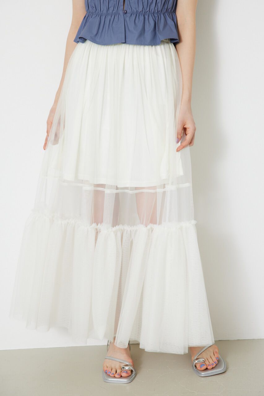 rienda「シアーレッグチュールJ/WティアードSK」|スカート|