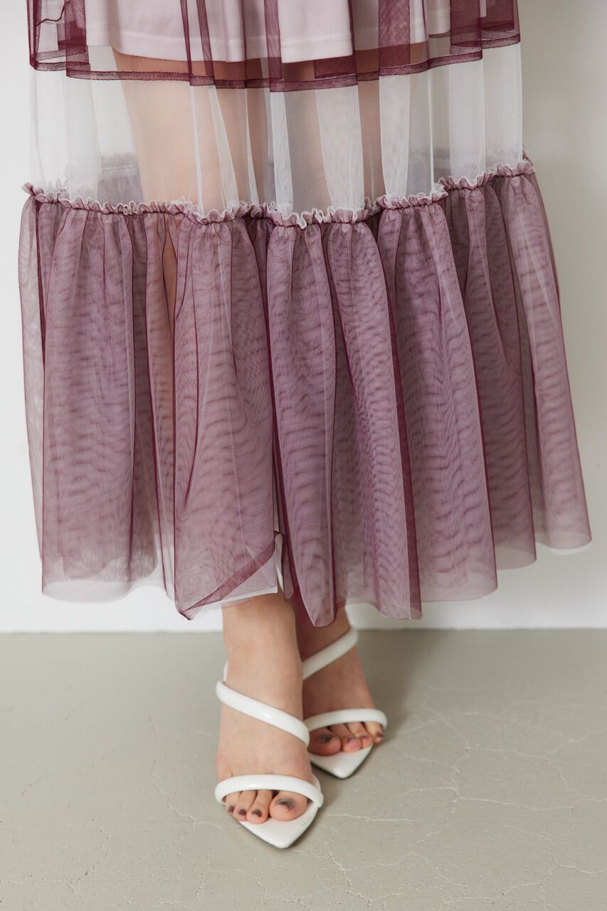 rienda「シアーレッグチュールJ/WティアードSK」|スカート|