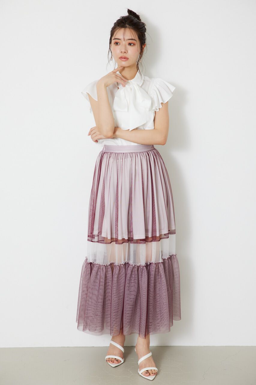rienda「シアーレッグチュールJ/WティアードSK」|スカート|