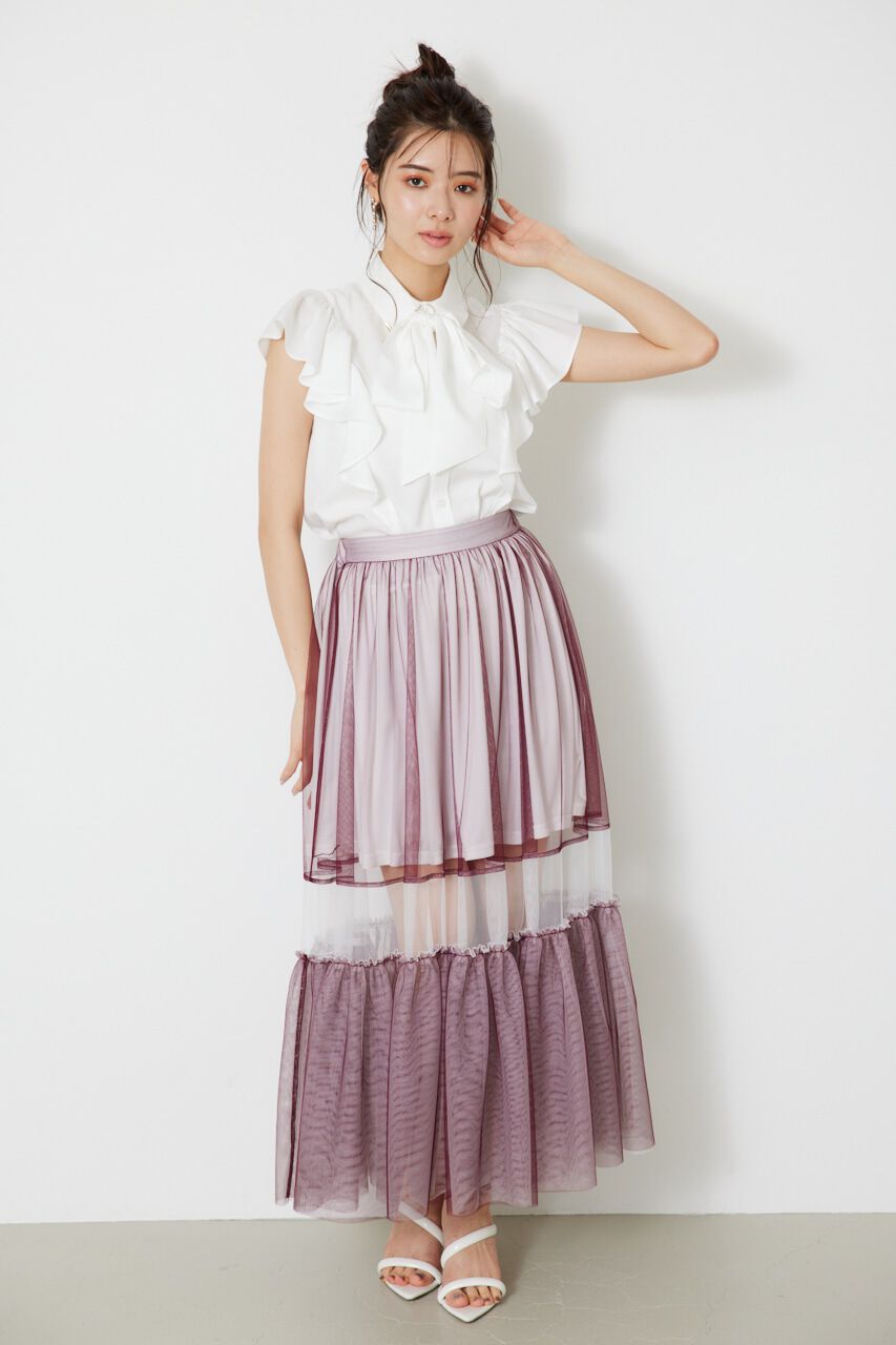 rienda「シアーレッグチュールJ/WティアードSK」|スカート|
