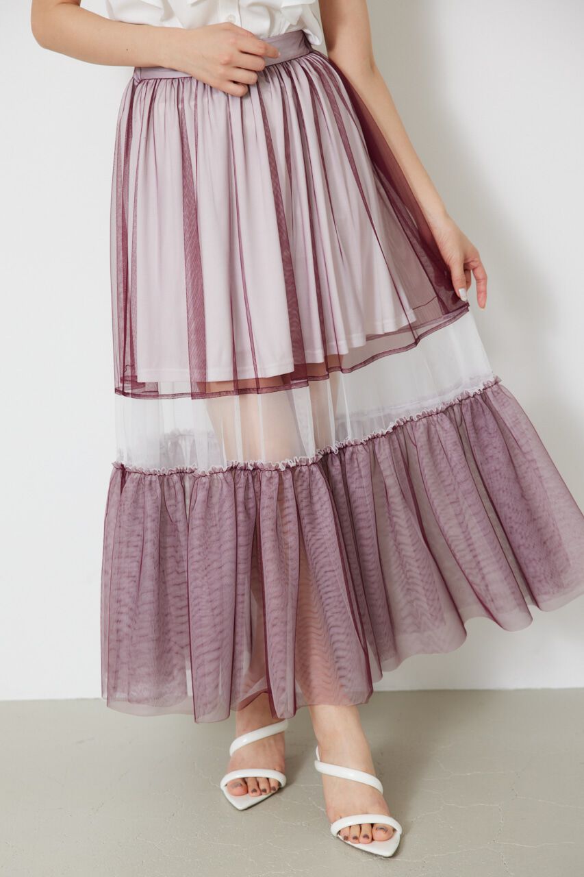 rienda「シアーレッグチュールJ/WティアードSK」|スカート|