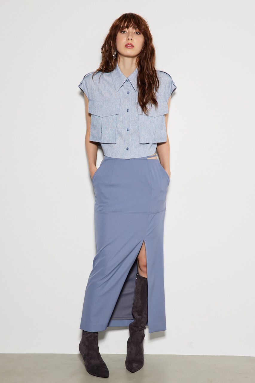 rienda「ストリングBELTアシンメトリーJ/WタイトSK」|スカート|BLU