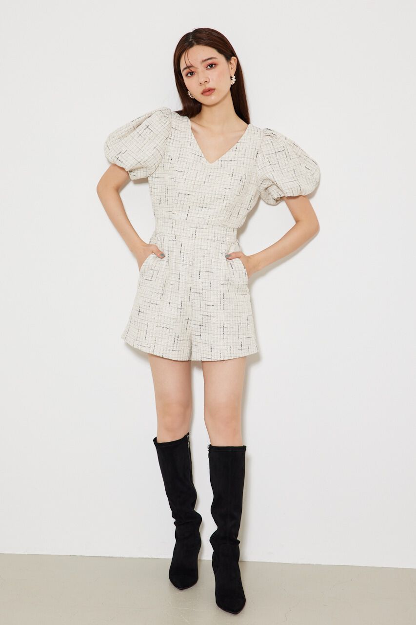 rienda「パフSLVツイードショートロンパース」|その他|IVOY3