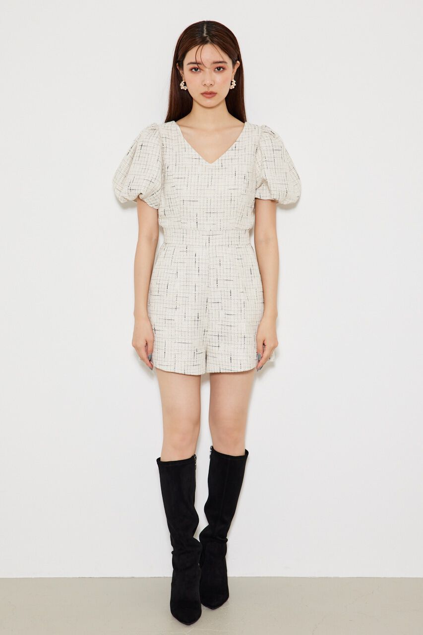 rienda「パフSLVツイードショートロンパース」|その他|