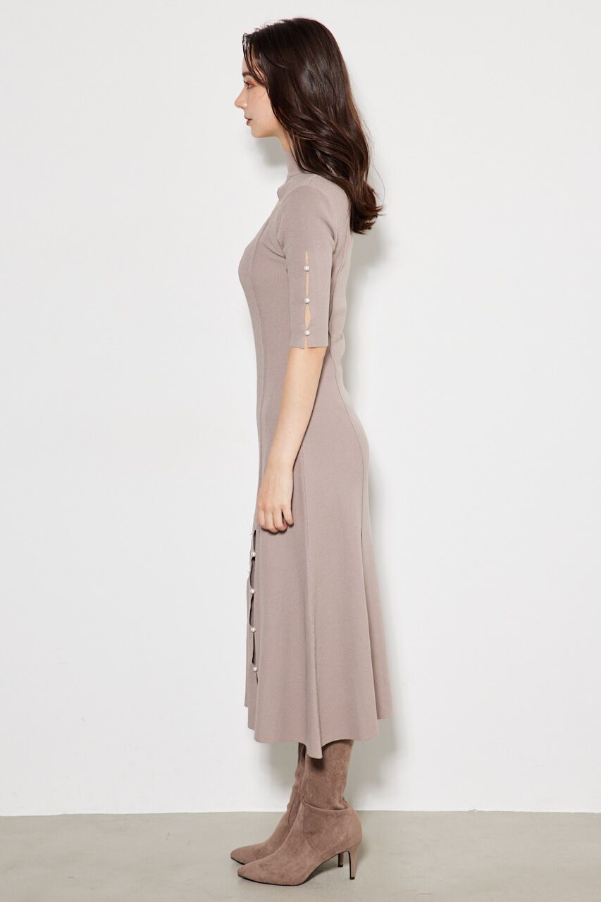 rienda「スリットボタンフレアKnit OP」|ワンピース|