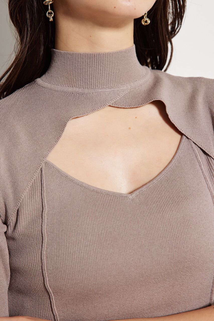 rienda「スリットボタンフレアKnit OP」|ワンピース|