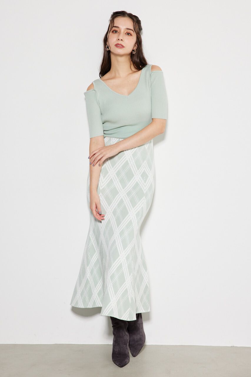 rienda「2WAYランダムチェックグリッターKnit OP」|ワンピース|MINT