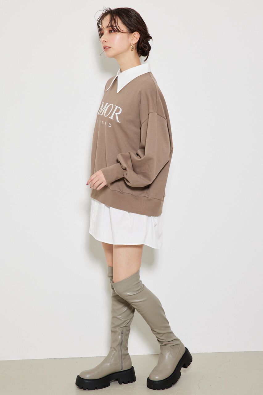 rienda「シャツコンビスウェットOP」|ワンピース|