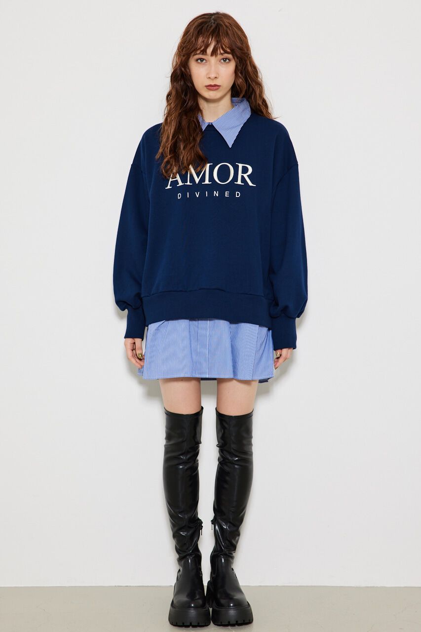 rienda「シャツコンビスウェットOP」|ワンピース|