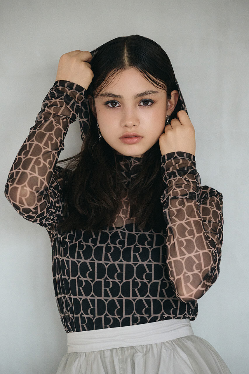 rienda「RモノグラムフーディーシアーTOP」|Tシャツ・カットソー|BLK