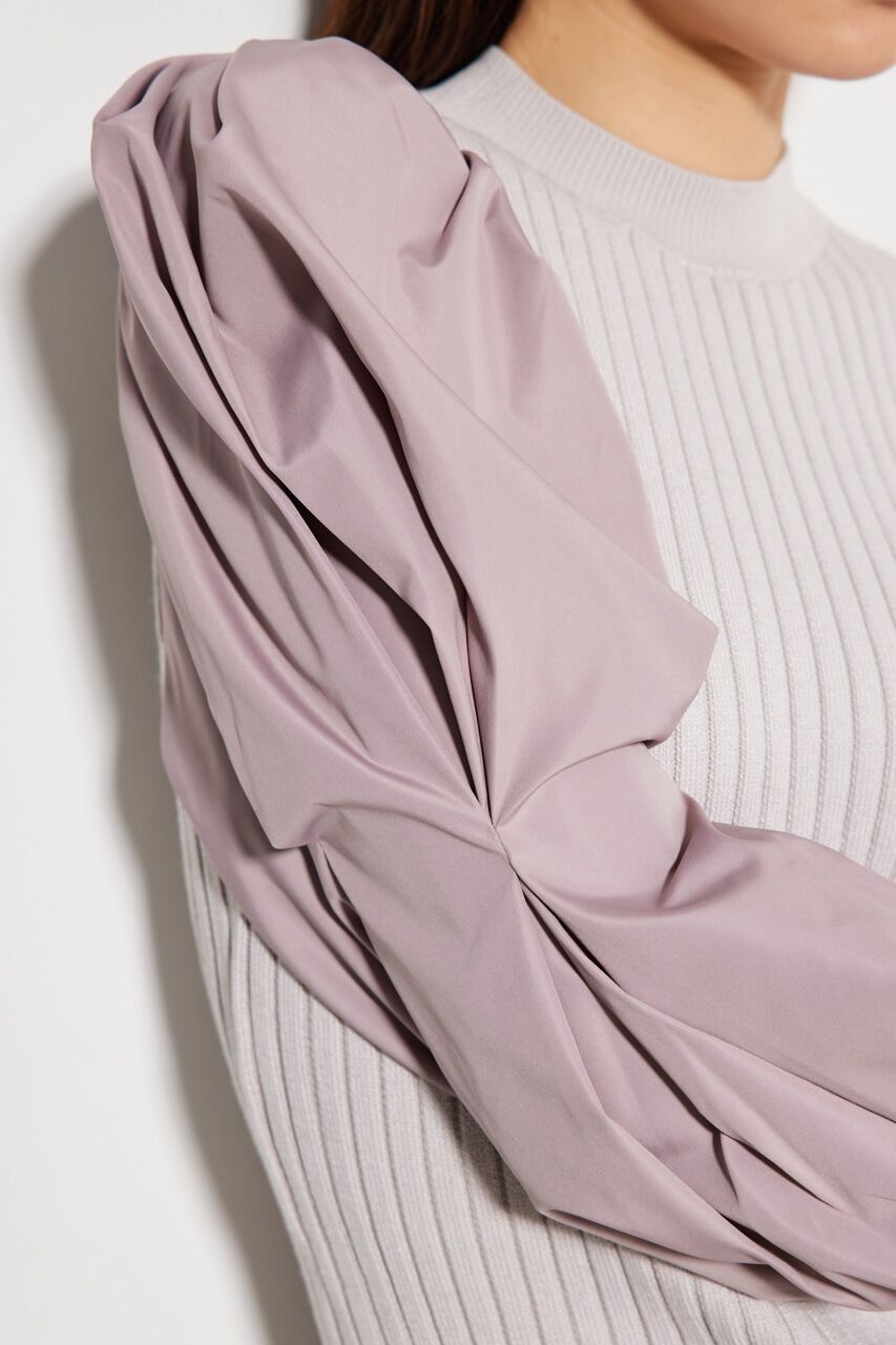 rienda「ボリュームSLVミニknitOP」|ワンピース|