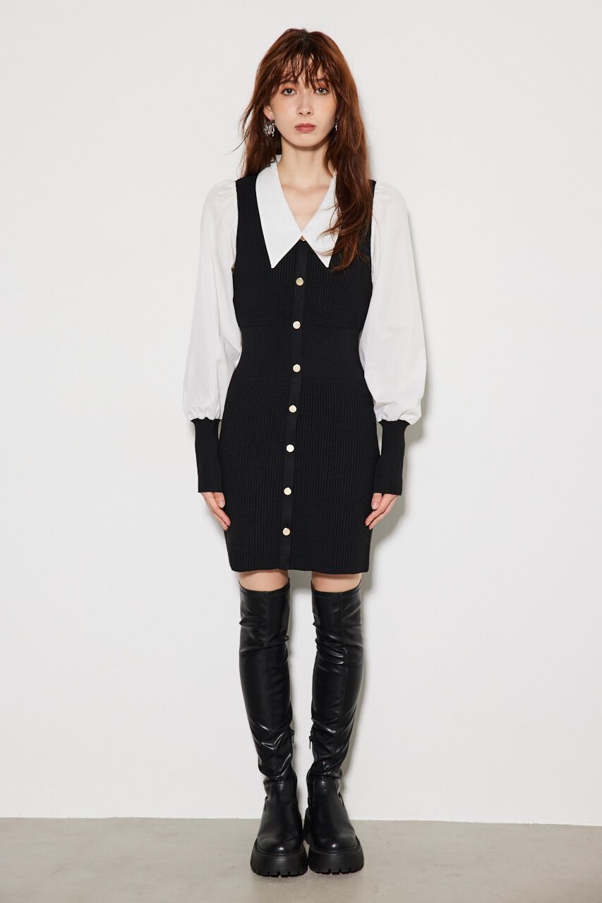 rienda「シャツコンビKnit mini OP」|ワンピース|
