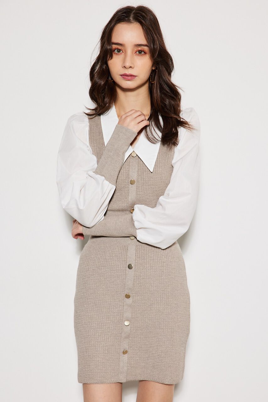 rienda「シャツコンビKnit mini OP」|ワンピース|