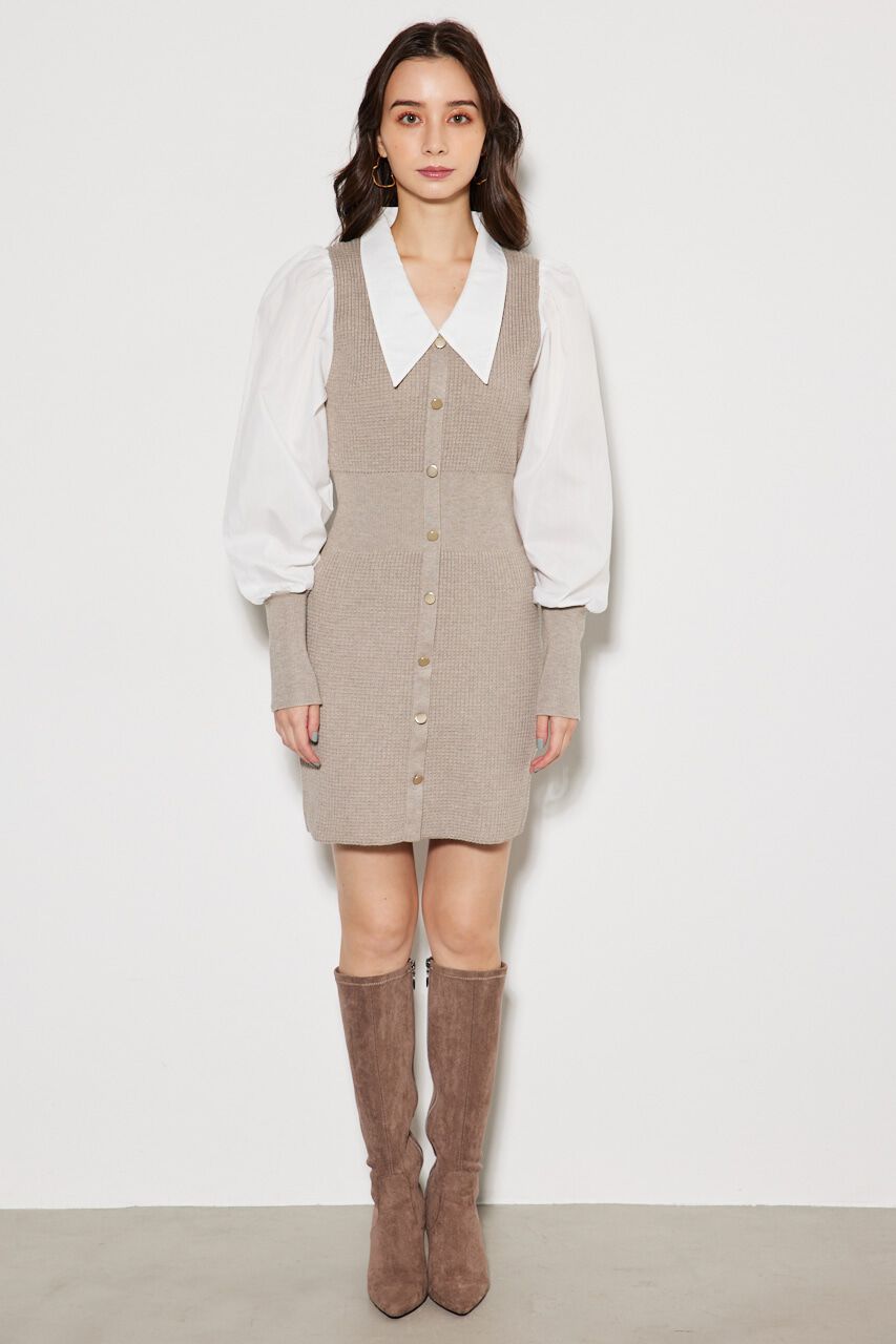 rienda「シャツコンビKnit mini OP」|ワンピース|