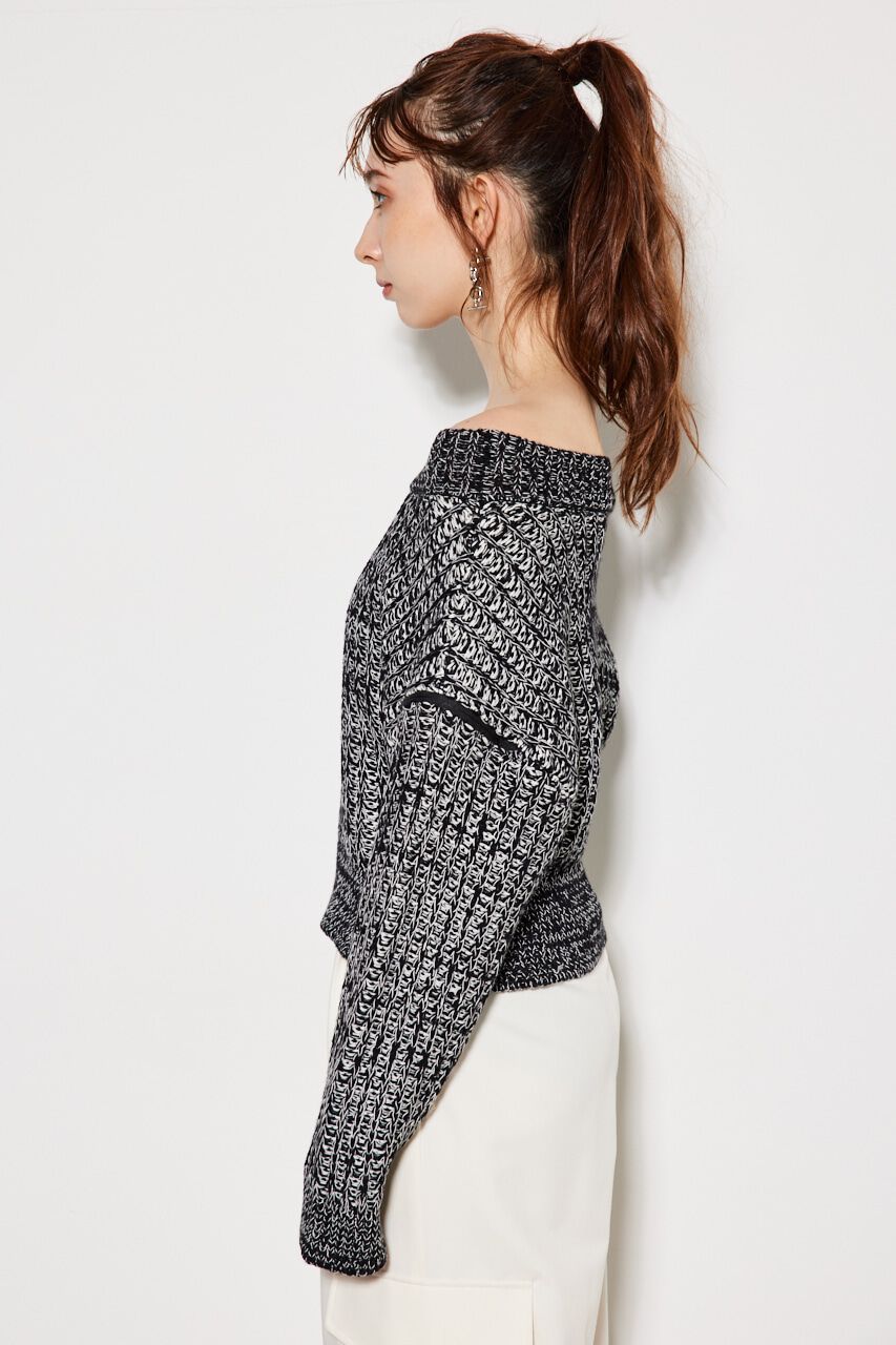 rienda「2WAYショルダーツィードKnitTOP」|ニット・セーター|