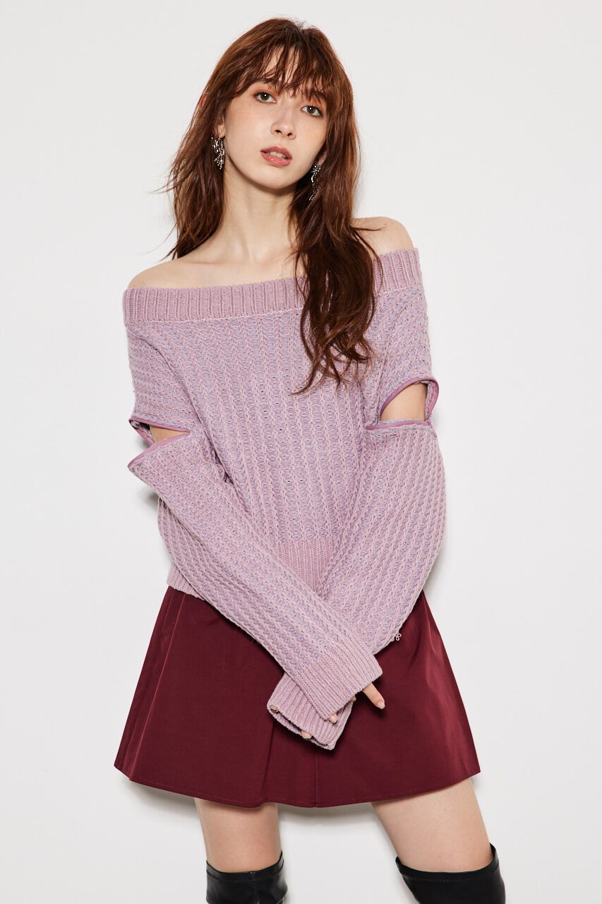 rienda「2WAYショルダーツィードKnitTOP」|ニット・セーター|PNK