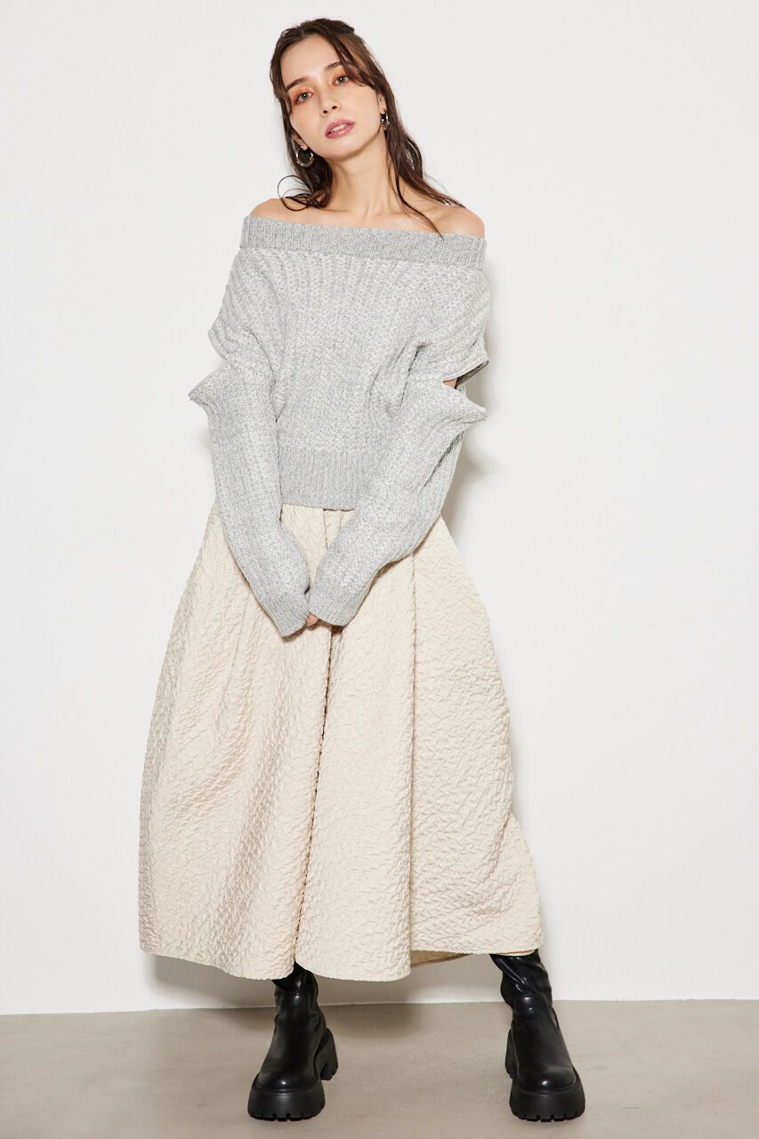 rienda「2WAYショルダーツィードKnitTOP」|ニット・セーター|