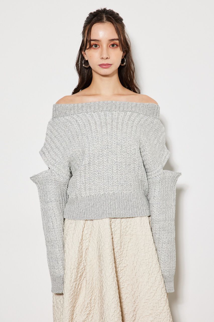 rienda「2WAYショルダーツィードKnitTOP」|ニット・セーター|