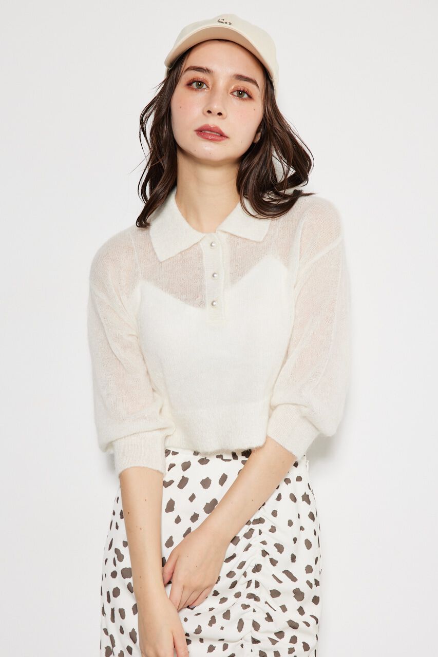 rienda「シアーパフポロKnit TOP」|ニット・セーター|