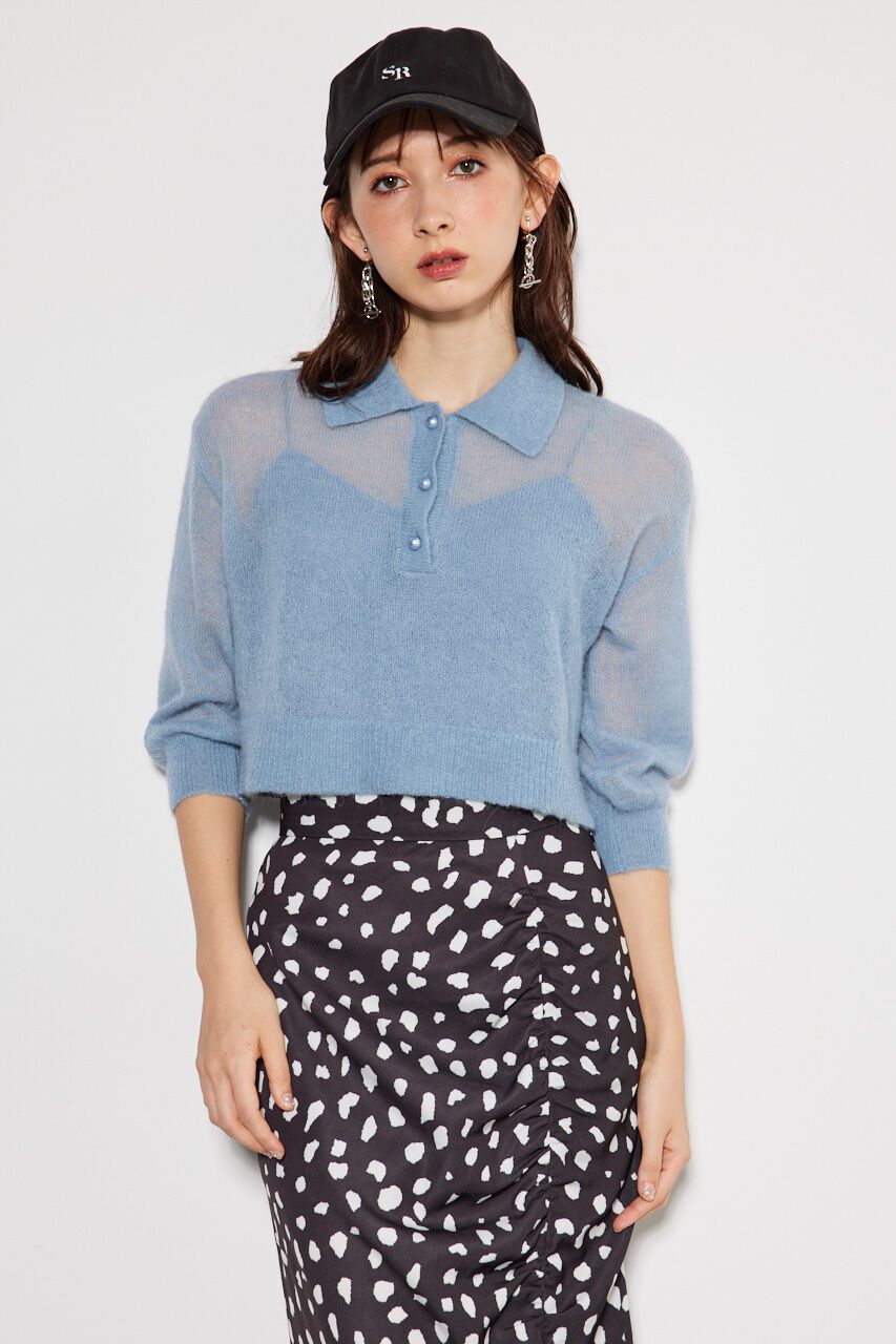 rienda「シアーパフポロKnit TOP」|ニット・セーター|