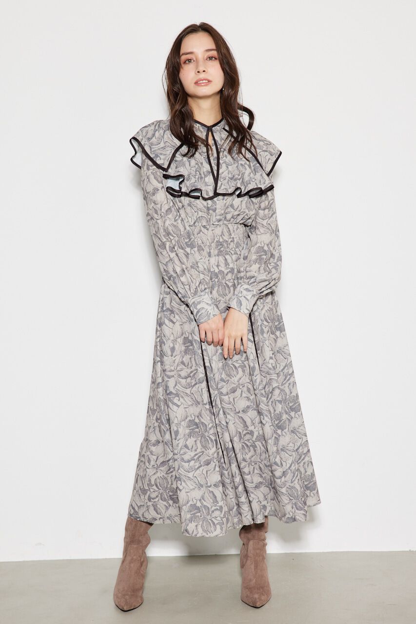 rienda「パイピングフラワー OP」|ワンピース|柄BEG5