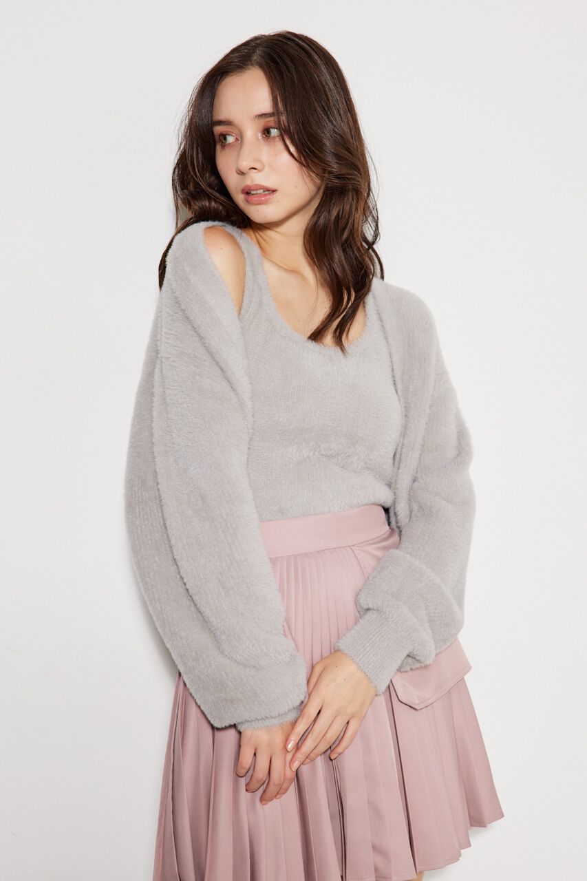 rienda「シャギーレイヤードキャミデザイン TOP」|ニット・セーター|L/GRY1