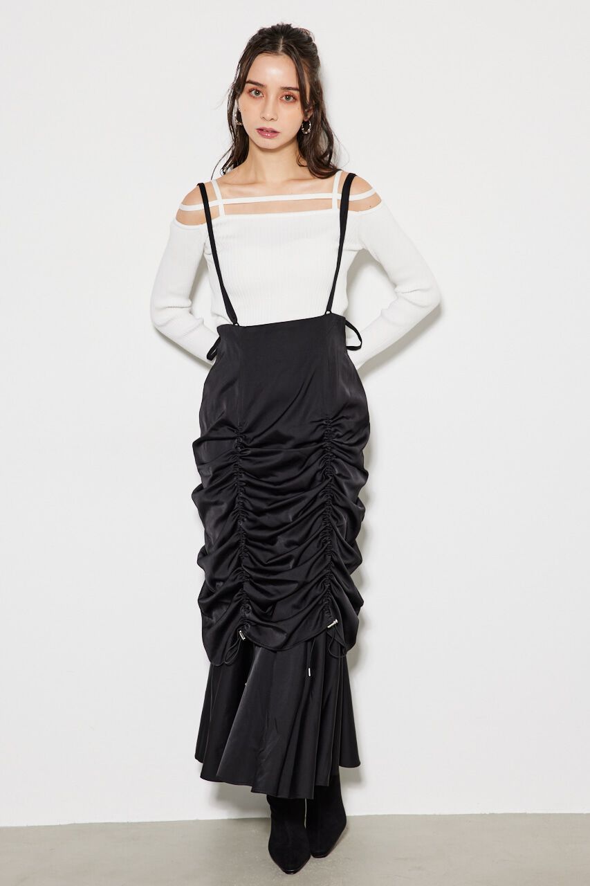 rienda「ドローストリングサスペンダーSK」|スカート|BLK