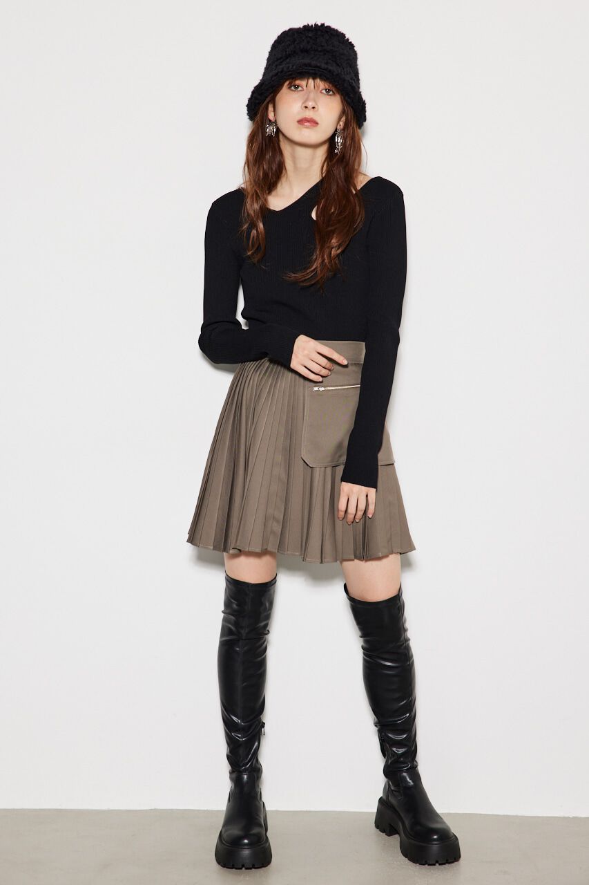 rienda「アシンメトリーV/N Knit TOP」|ニット・セーター|