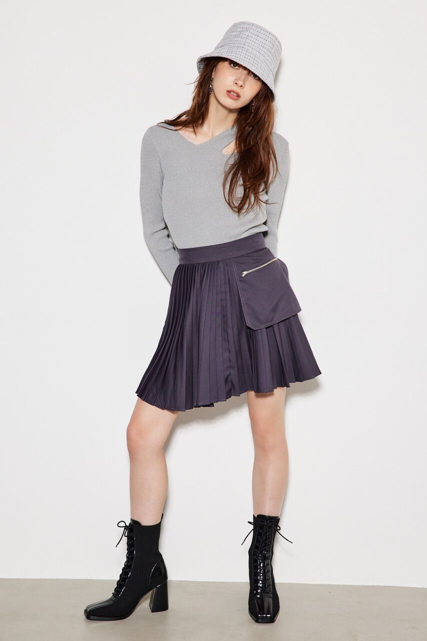 rienda「アシンメトリーV/N Knit TOP」|ニット・セーター|