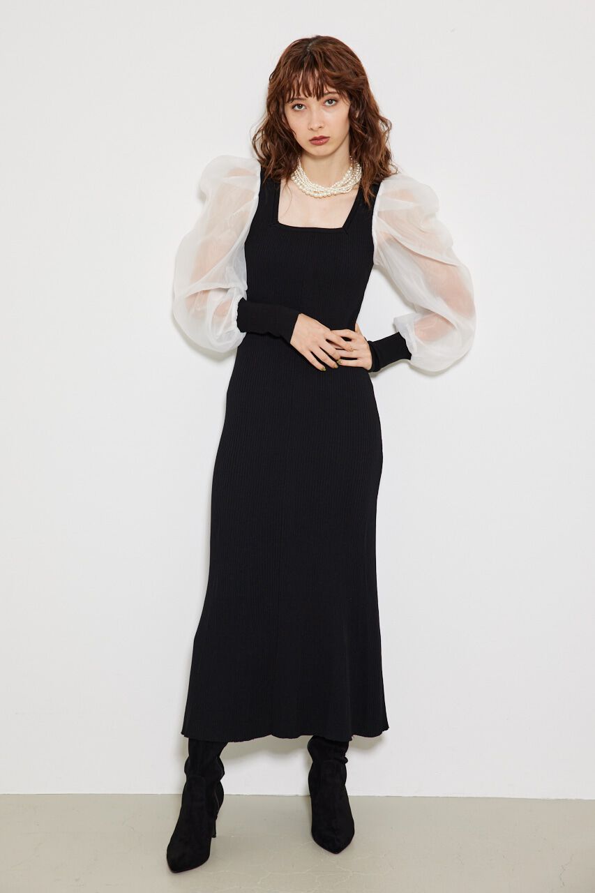 rienda「オーガンジードッキングバックレースUP Knit OP」|ワンピース|