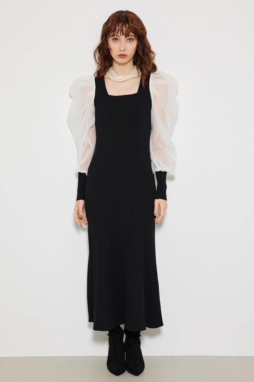 rienda「オーガンジードッキングバックレースUP Knit OP」|ワンピース|