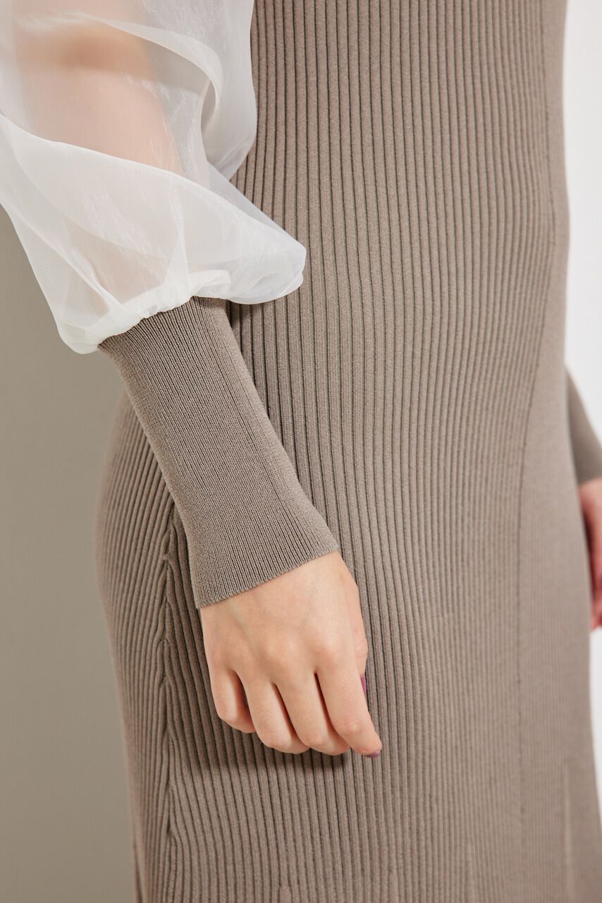 rienda「オーガンジードッキングバックレースUP Knit OP」|ワンピース|