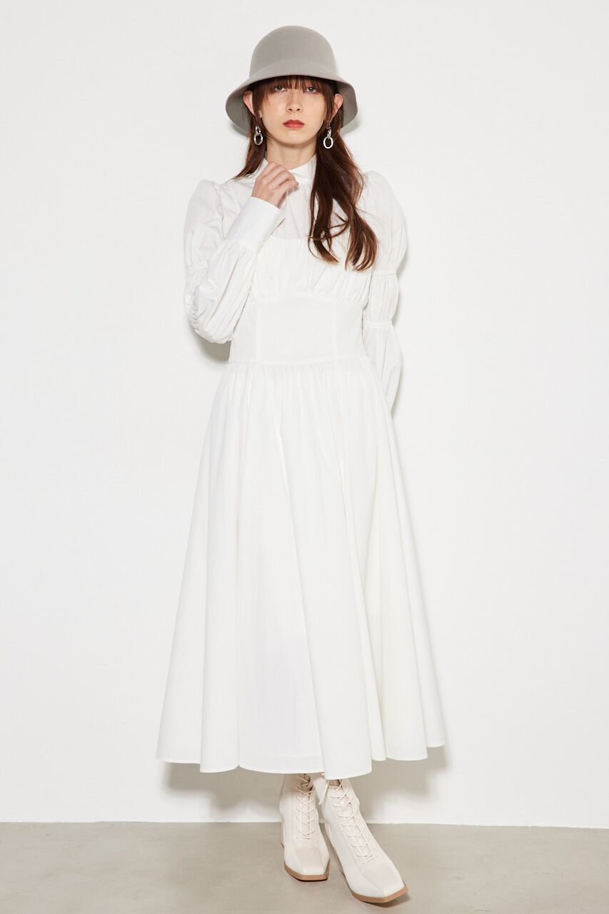 rienda「ビスチェディテールギャザーフレアOP」|ワンピース|WHT