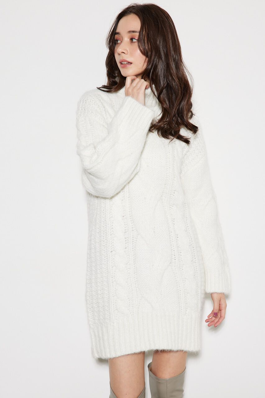 rienda「ケーブルデザインknit ミニ OP」|ワンピース|