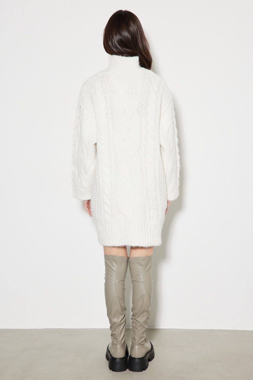 rienda「ケーブルデザインknit ミニ OP」|ワンピース|