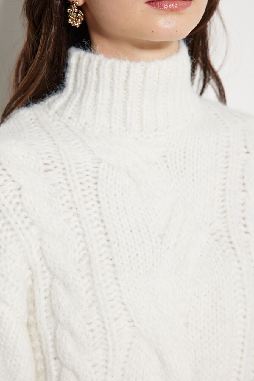 rienda「ケーブルデザインknit ミニ OP」|ワンピース|