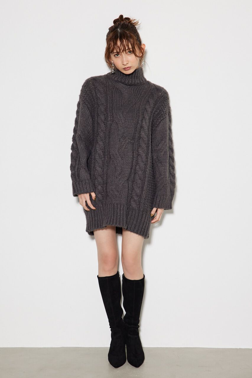 rienda「ケーブルデザインknit ミニ OP」|ワンピース|