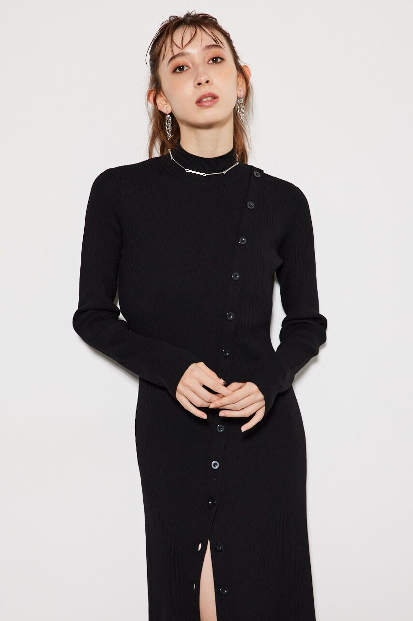 rienda「フロントボタンスリット Knit OP」|ワンピース|